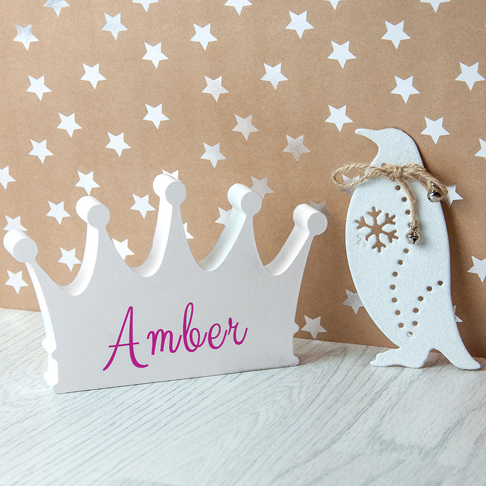 Personalised Girls Wooden Crown Ornament: 3 - Ornaments By Gift Moments