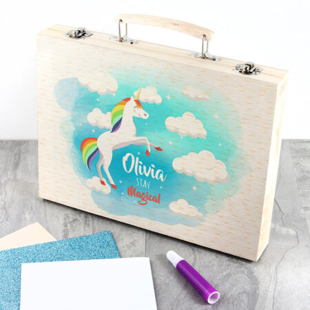 Personalised Girls Rainbow Unicorn Colouring In Set: 4 - Pencil Cases & Sets By Gift Moments