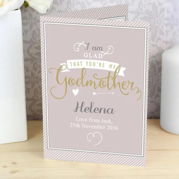 Personalised I Am Glad... Godmother Card: 1 - Greeting Cards By Gift Moments