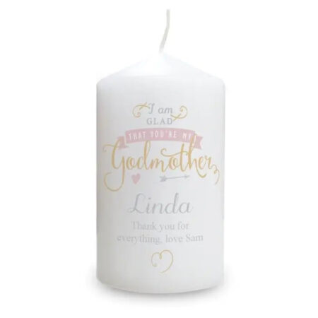 Personalised I Am Glad... Godmother Pillar Candle: 2 - Candles By Gift Moments