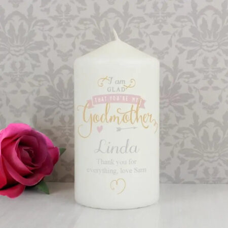 Personalised I Am Glad... Godmother Pillar Candle: 1 - Candles By Gift Moments