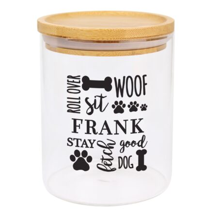 Personalised Glass Dog Treat Jar with Bamboo Lid: 5 - Pet Products By Gift Moments