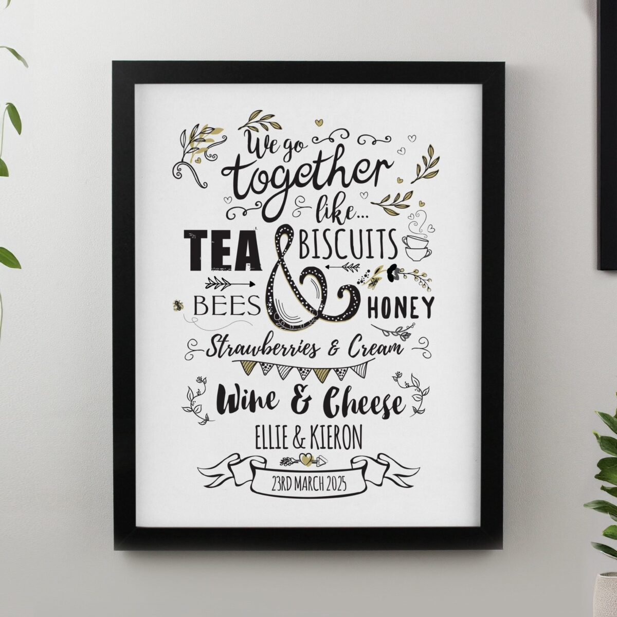 Personalised We Go Together Like Framed Prints: 2 - Black - Framed Prints By Gift Moments