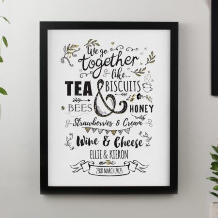 Personalised We Go Together Like Framed Prints: 2 - Black - Framed Prints By Gift Moments