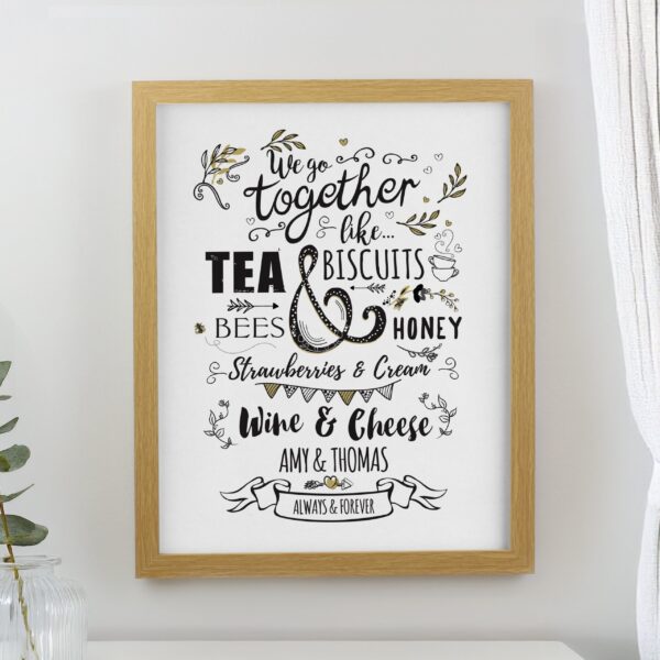 Personalised We Go Together Like Framed Prints: 1 - Oak - Framed Prints By Gift Moments