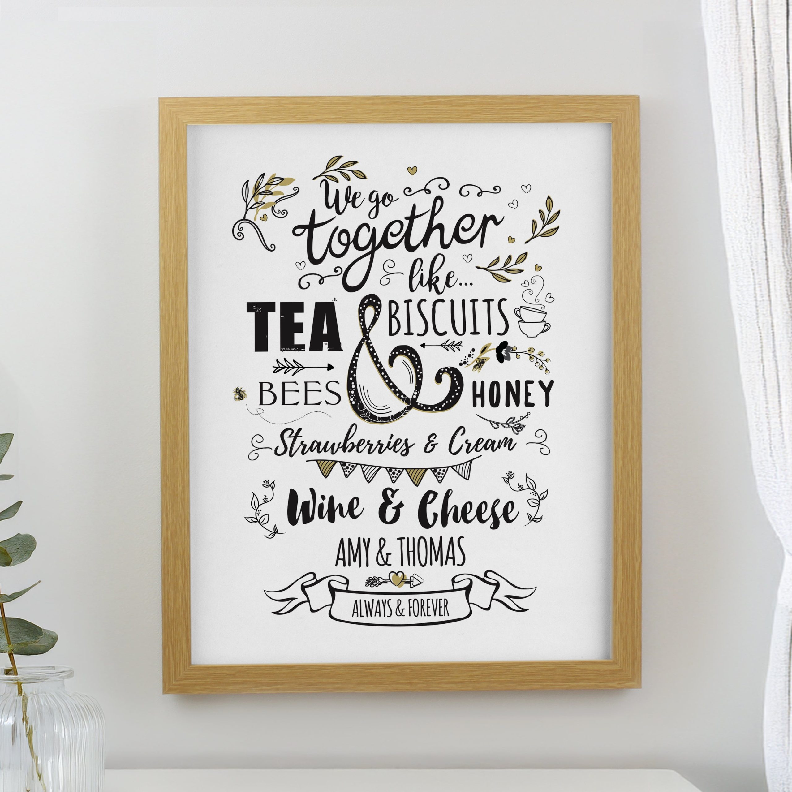 Personalised We Go Together Like Framed Prints: 1 - Oak - Framed Prints By Gift Moments