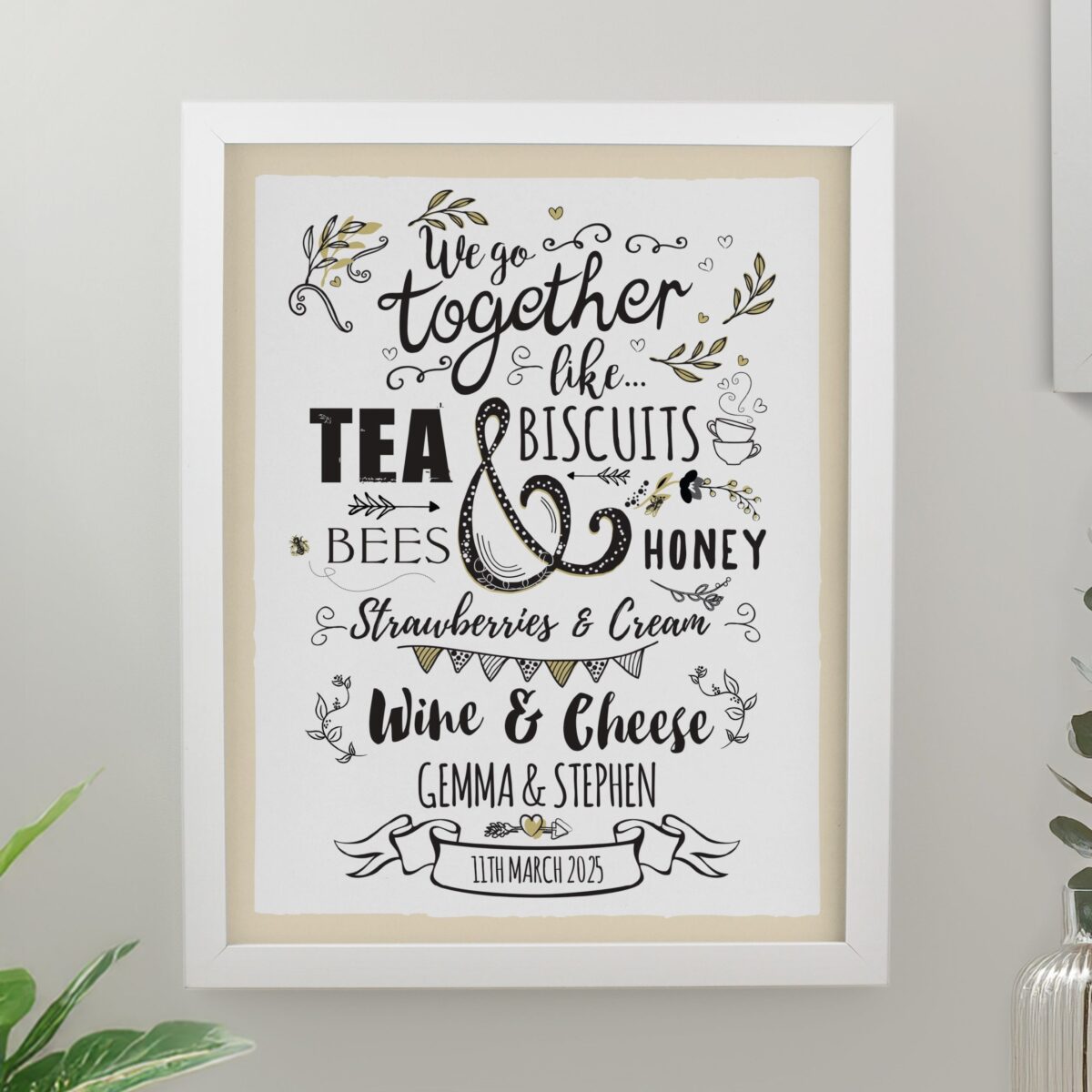 Personalised We Go Together Like Framed Prints: 3 - White - Framed Prints By Gift Moments