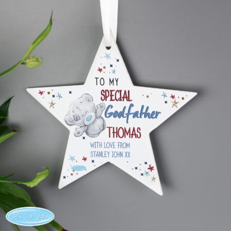 Personalised Me to You Godfather Wooden Star Decoration: 1 - Decorations