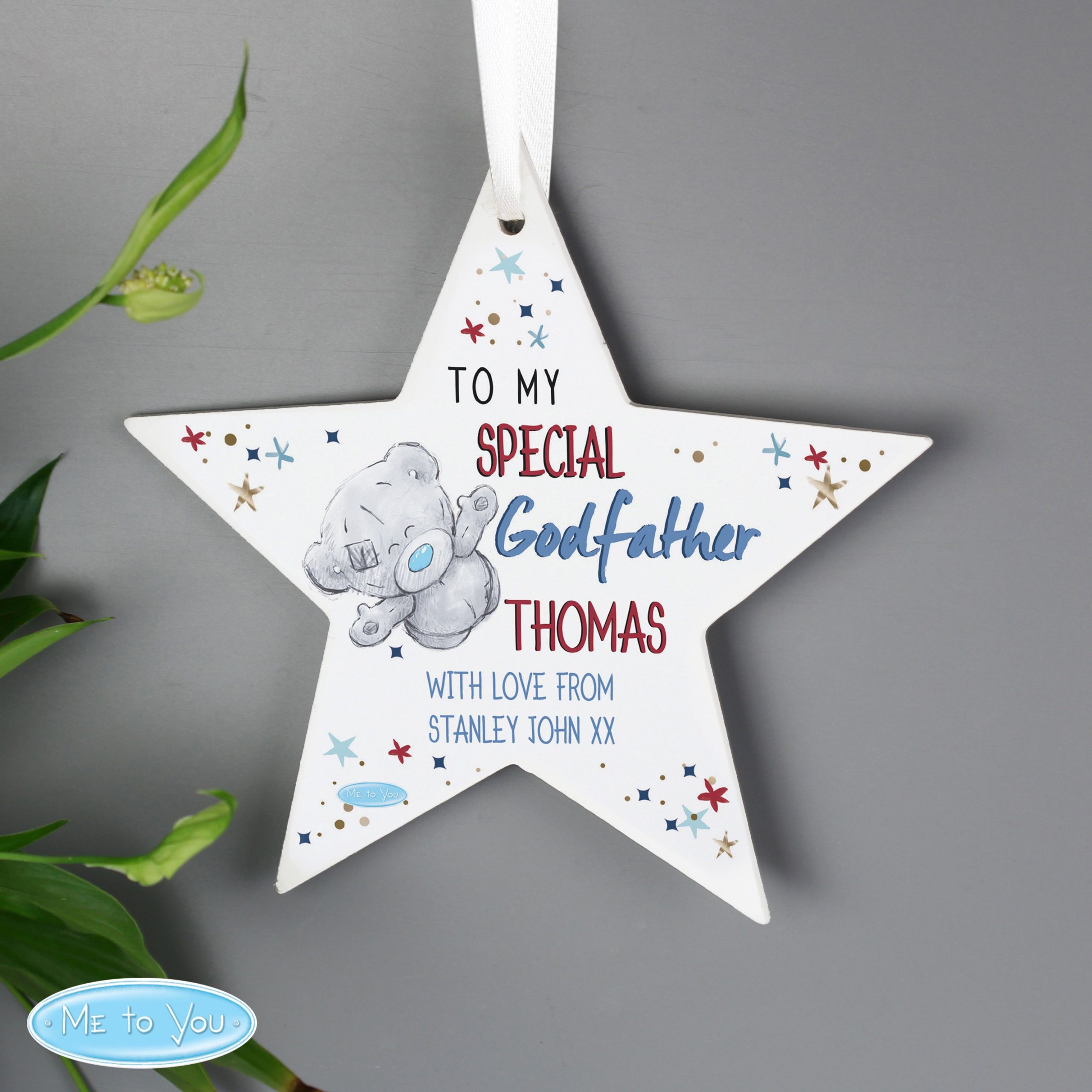 Personalised Me to You Godfather Wooden Star Decoration: 1 - Decorations