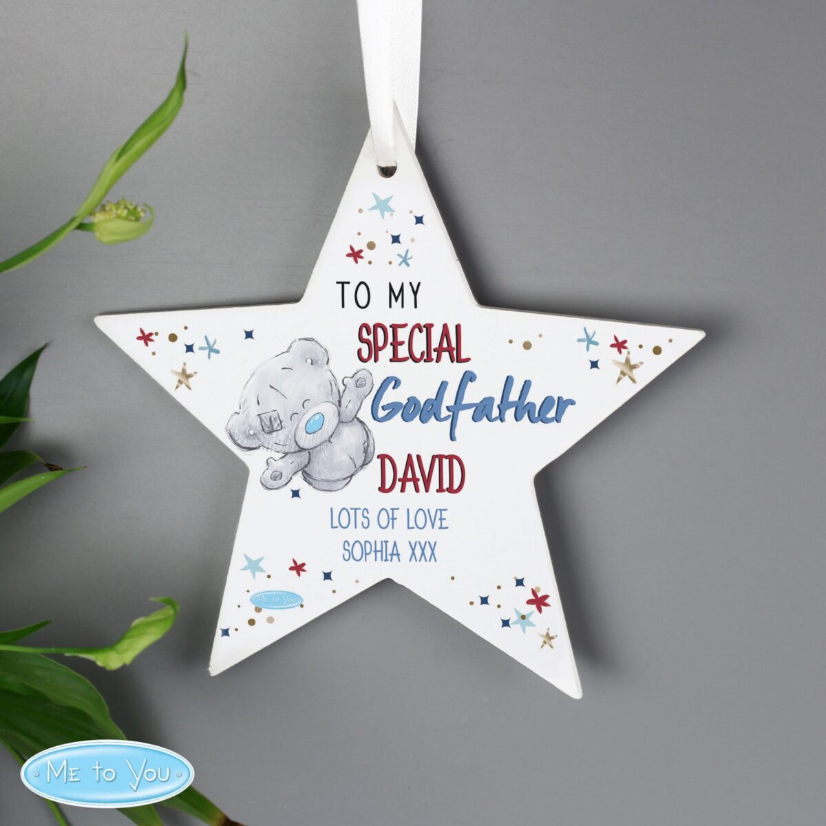 Personalised Me to You Godfather Wooden Star Decoration: 3 - Decorations