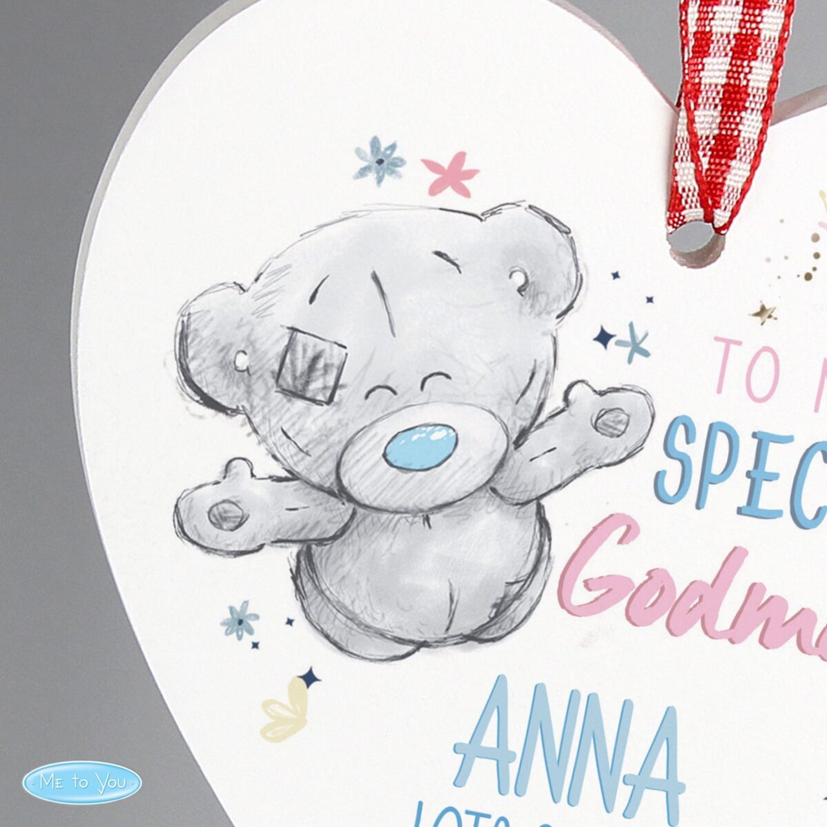 Personalised Me to You Godmother Wooden Heart Decoration: 2 - Decorations