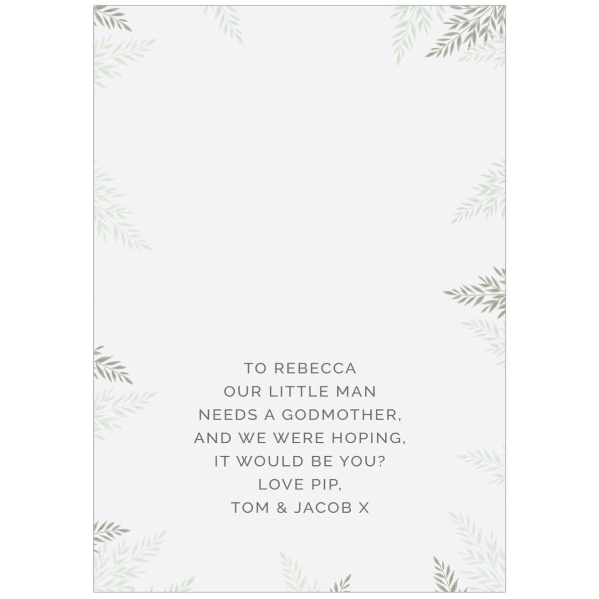 Personalised godparent card