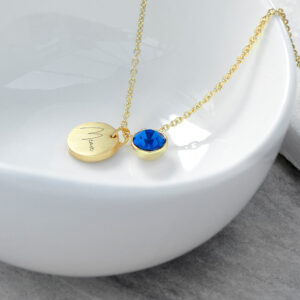 Personalised Gold Birthstone Crystal Disc Necklaces: 12 - September - Necklaces By Gift Moments