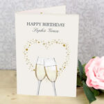 Personalised Gold Champagne Flutes Card: 1 - Greeting Cards By Gift Moments