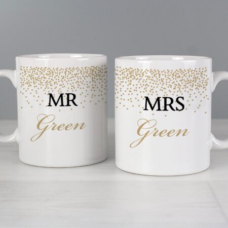Personalised Gold Confetti Mug Set: 1 - Mugs By Gift Moments