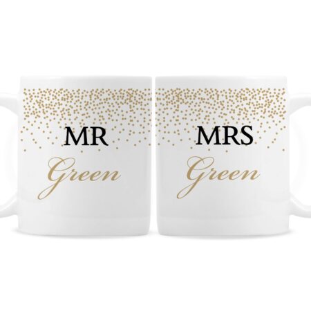 Personalised Gold Confetti Mug Set: 3 - Mugs By Gift Moments