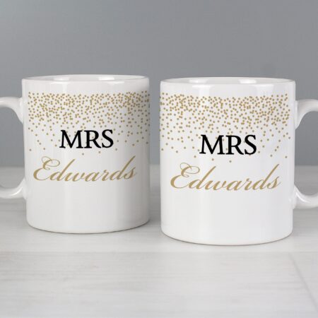 Personalised Gold Confetti Mug Set: 7 - Mugs By Gift Moments
