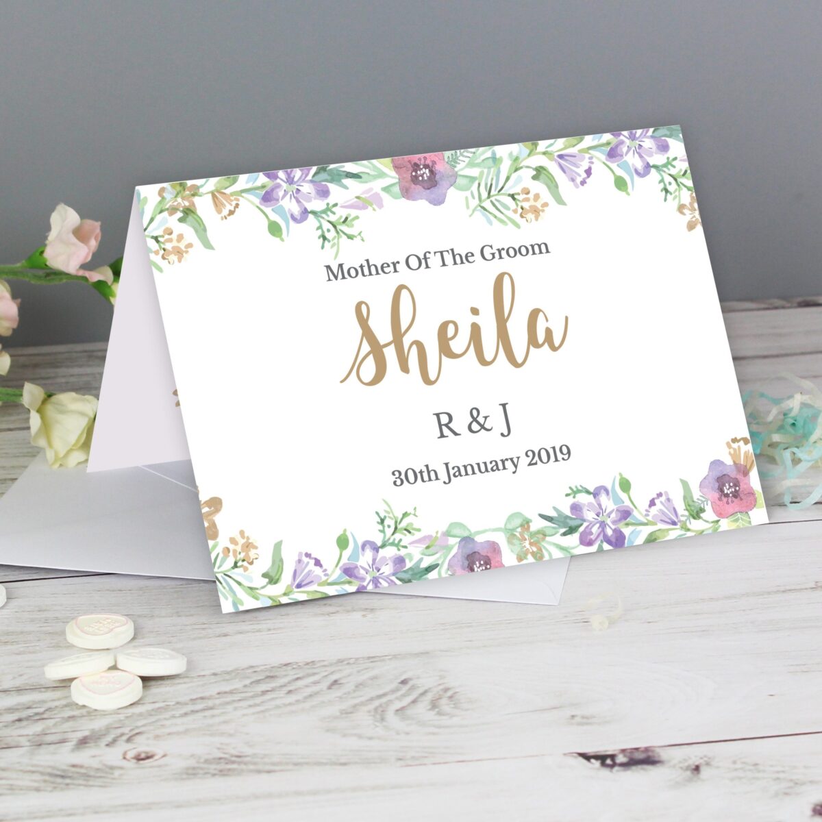 Personalised Gold Floral Watercolour Card: 2 - Greeting Cards By Gift Moments