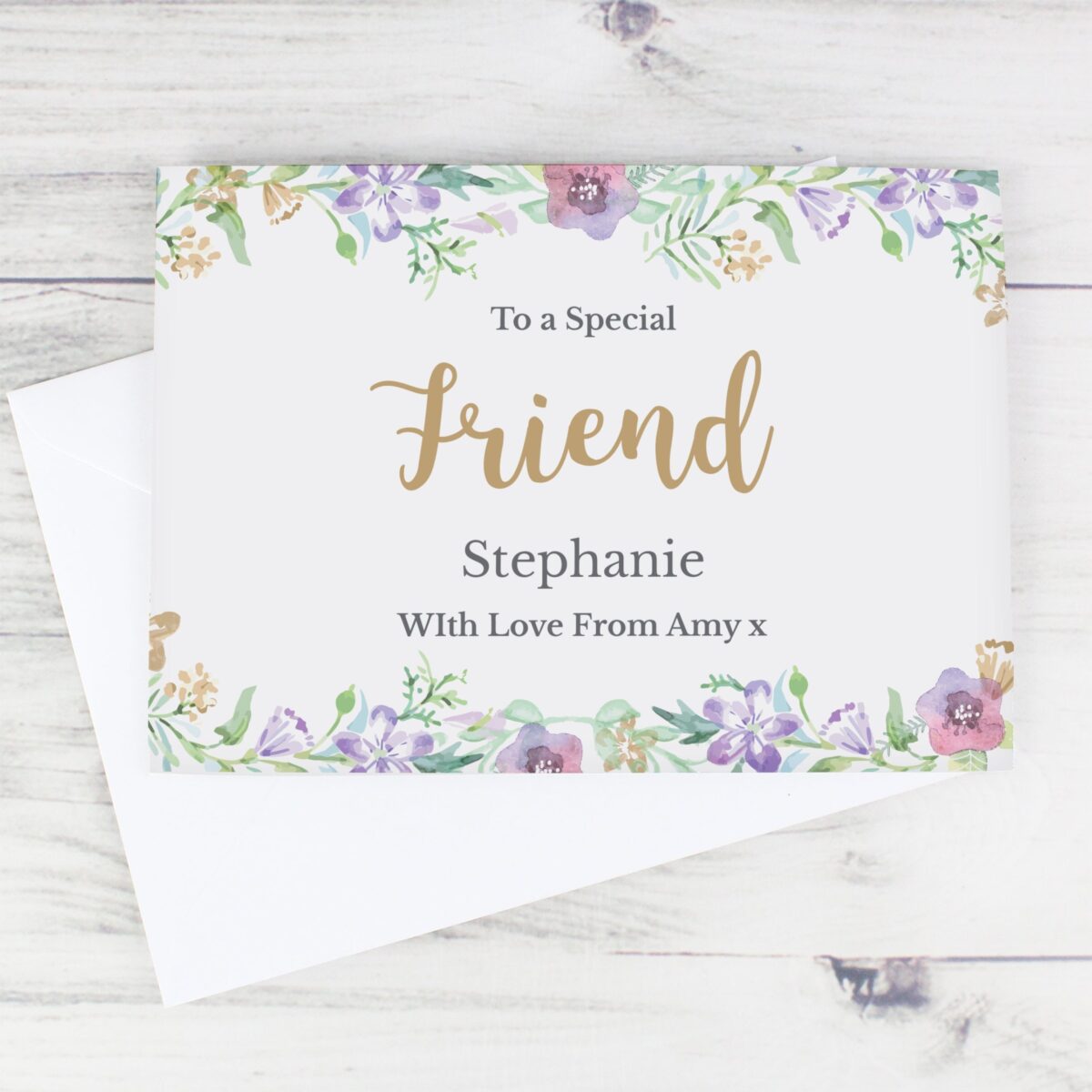 Personalised Gold Floral Watercolour Card: 3 - Greeting Cards By Gift Moments