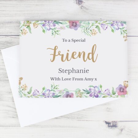 Personalised Gold Floral Watercolour Card: 3 - Greeting Cards By Gift Moments