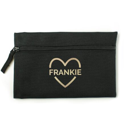 Personalised Gold Heart Black Pencil Case: 5 - Pencil Cases & Sets By Gift Moments