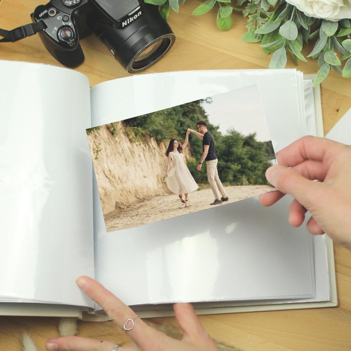 Personalised Gold Heart Couples Square Photo Album: 7 - Photo Albums By Gift Moments