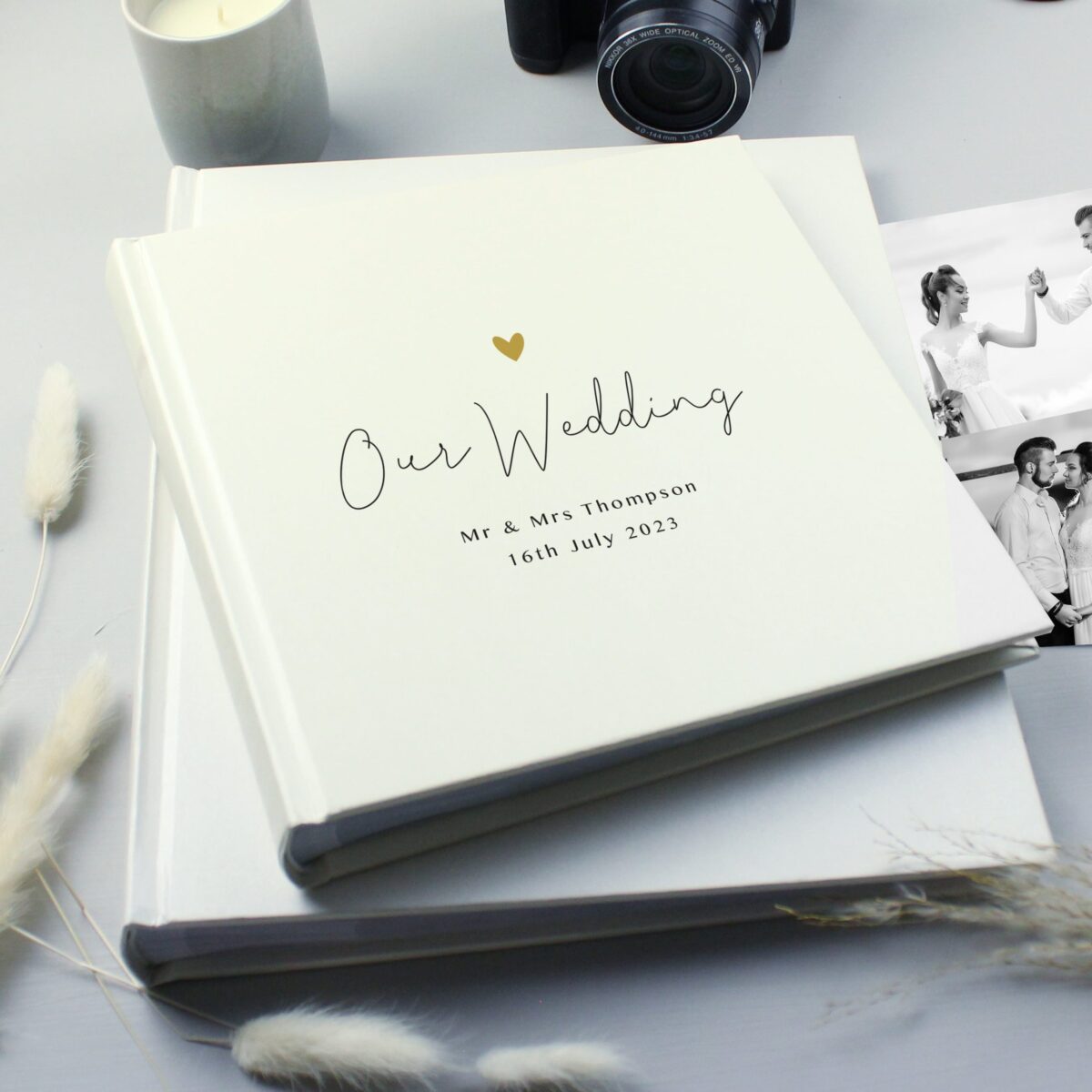 Personalised Gold Heart Couples Square Photo Album: 1 - Photo Albums By Gift Moments