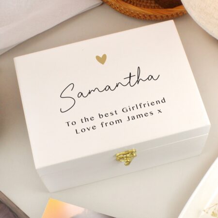 Personalised gold heart keepsake box