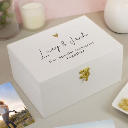 Personalised gold heart keepsake box
