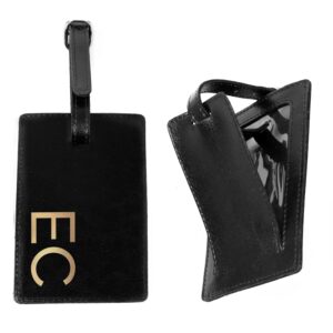 Personalised Gold Initials Black Luggage Tag: 4 - Luggage Tags By Gift Moments