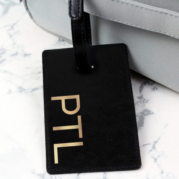 Personalised Gold Initials Black Luggage Tag: 1 - Luggage Tags By Gift Moments