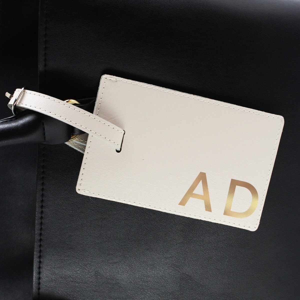 Personalised Gold Initials Cream Luggage Tag: 1 - Luggage Tags By Gift Moments