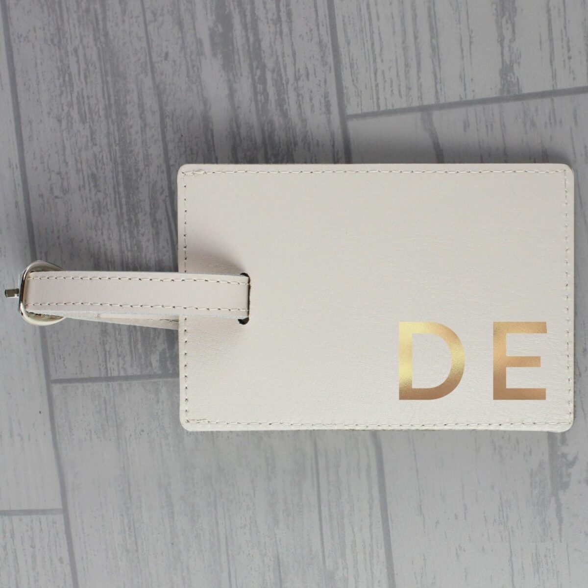 Personalised Gold Initials Cream Luggage Tag: 2 - Luggage Tags By Gift Moments