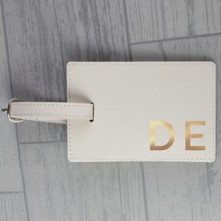Personalised Gold Initials Cream Luggage Tag: 2 - Luggage Tags By Gift Moments