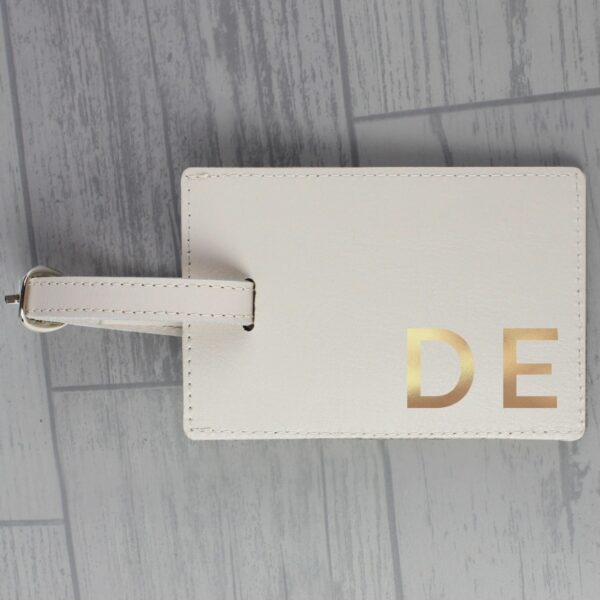 Personalised Gold Initials Cream Luggage Tag: 2 - Luggage Tags By Gift Moments