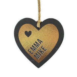Personalised Gold Slate Heart Decoration: 3 - Decorations By Gift Moments