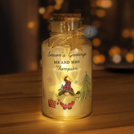 Personalised Gonk Christmas Scene LED Glass Jar: 4 - LED Lighting By Gift Moments