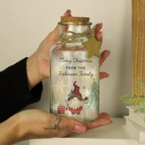 Personalised Gonk Christmas Scene LED Glass Jar: 1 - LED Lighting By Gift Moments
