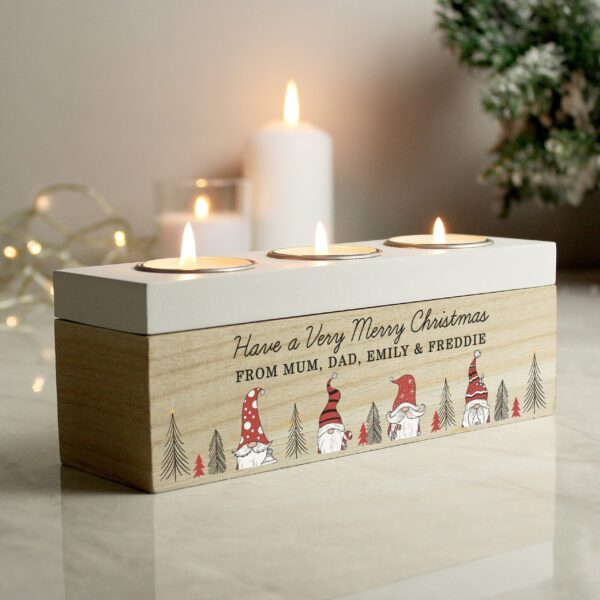 Personalised Gonk Christmas Triple Tea Light Box: 2 - Candle Holders By Gift Moments