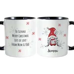 Personalised Gonk Family Black Handled Christmas Mugs: 16 - Mugs By Gift Moments