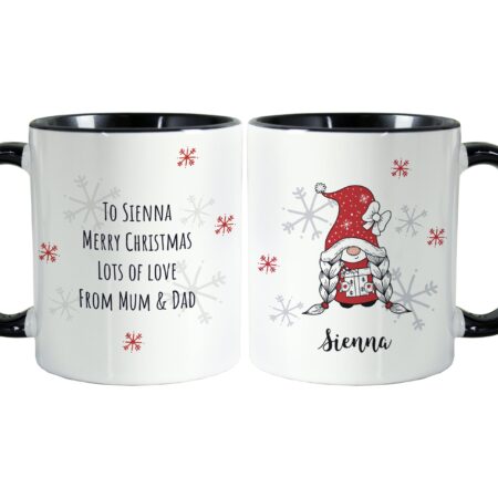 Personalised Gonk Family Black Handled Christmas Mugs: 16 - Mugs By Gift Moments