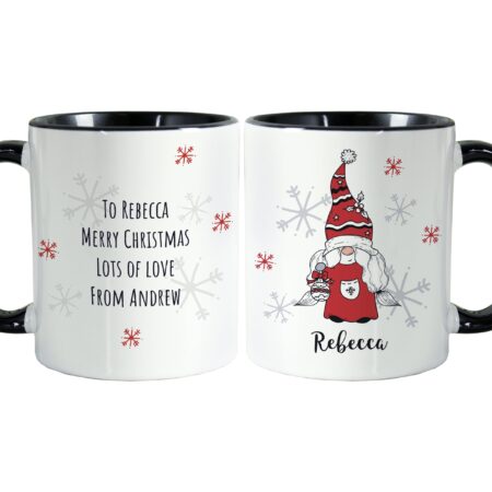 Personalised Gonk Family Black Handled Christmas Mugs: 14 - Mugs By Gift Moments