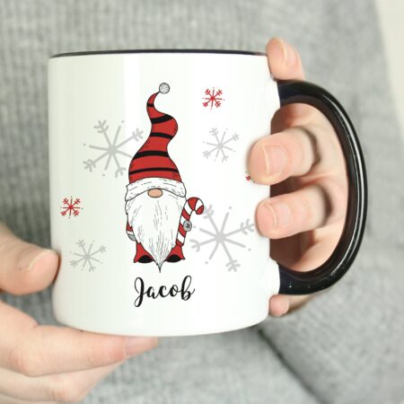 Personalised Gonk Family Black Handled Christmas Mugs: 7 - Mugs By Gift Moments