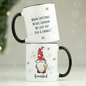 Personalised Gonk Family Black Handled Christmas Mugs: 1 - Mugs By Gift Moments