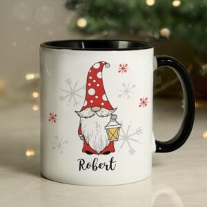 Personalised Gonk Family Black Handled Christmas Mugs: 9 - Male - Mugs By Gift Moments