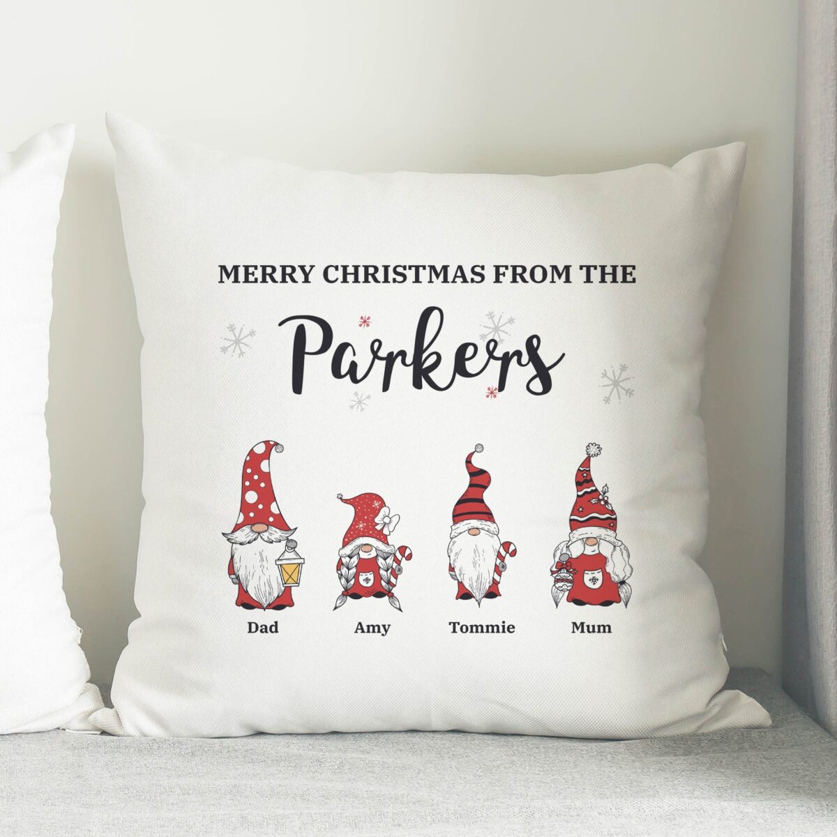 Personalised Gonk Family Christmas Cushion: 3 - Cushions By Gift Moments