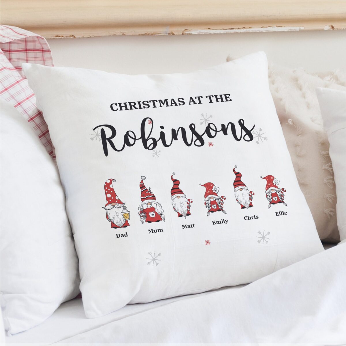 Personalised Gonk Family Christmas Cushion: 5 - Cushions By Gift Moments