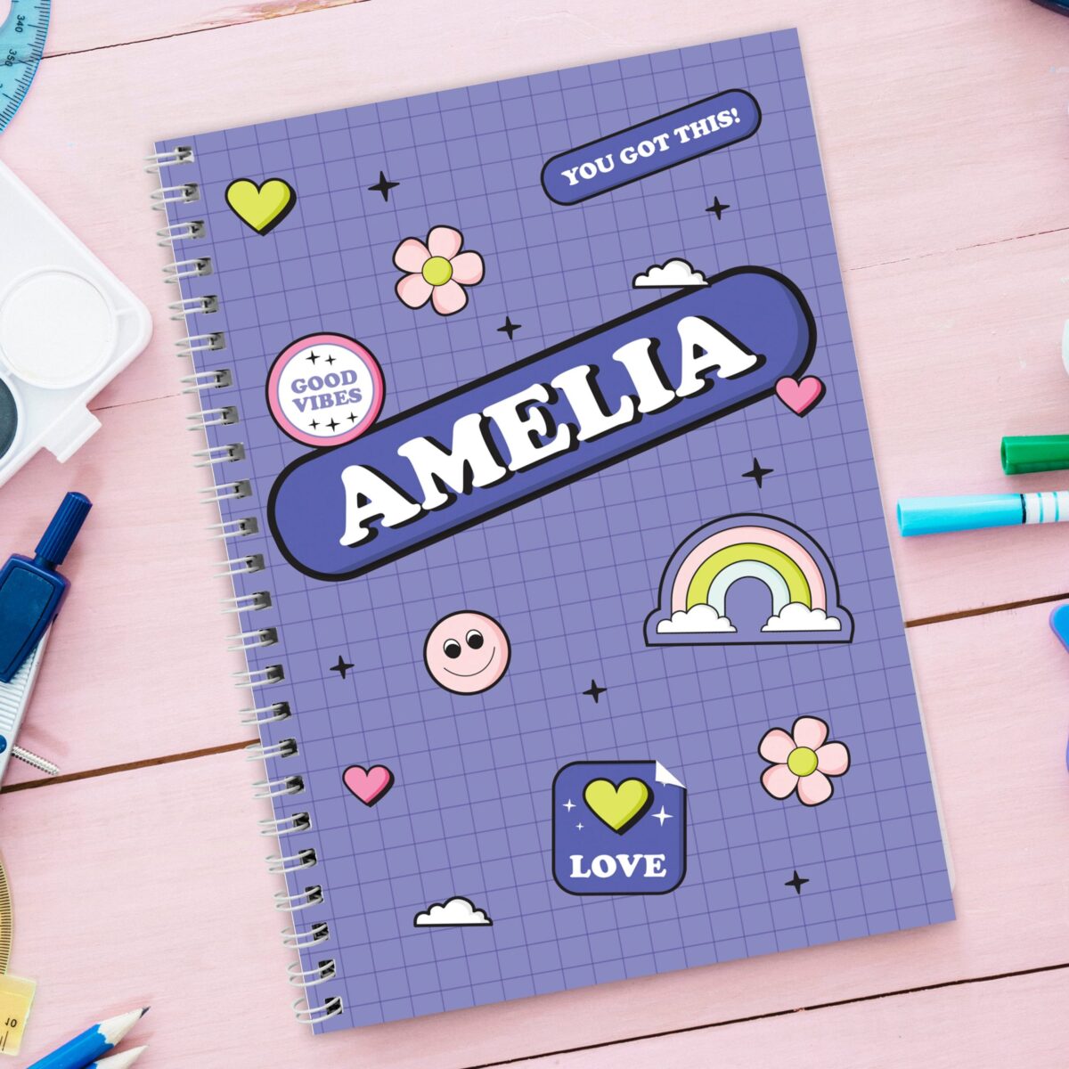 Personalised Good Vibes A5 Notebook: 6 - Notebooks By Gift Moments