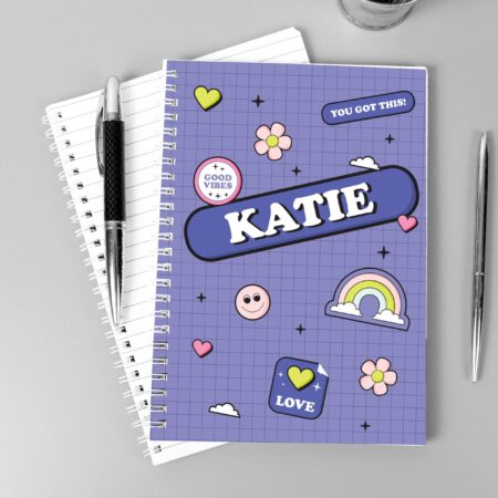 Personalised Good Vibes A5 Notebook: 2 - Notebooks By Gift Moments