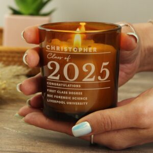 Personalised Graduation Amber Glass Candle: 4 - Candles By Gift Moments